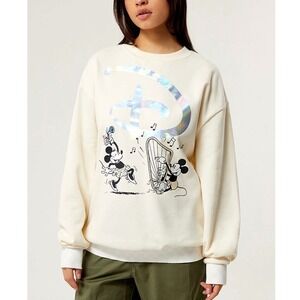 New Disney x Vans Off White Swan Song Oversized Crew Neck Sweatshirt Size Small